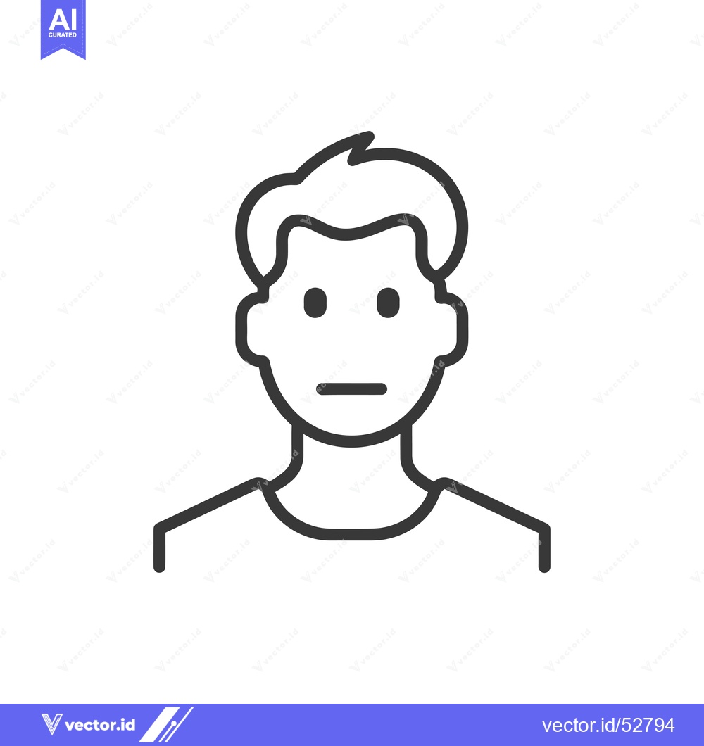 Premium Vector dari Line Art Illustration of a Man with a Neutral Facial Expression