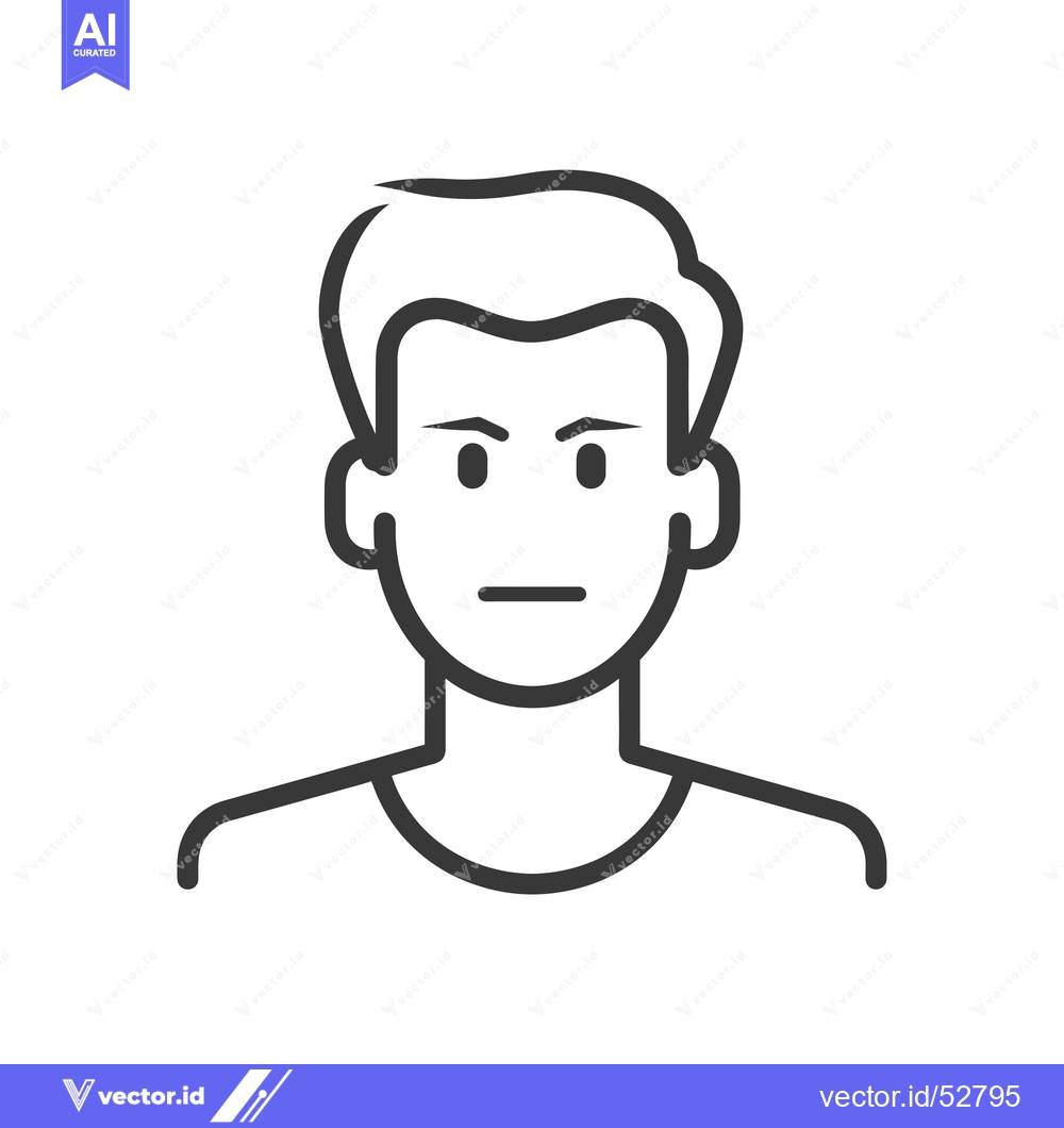 Premium Vector of Line Art Illustration of a Man with a Serious Expression