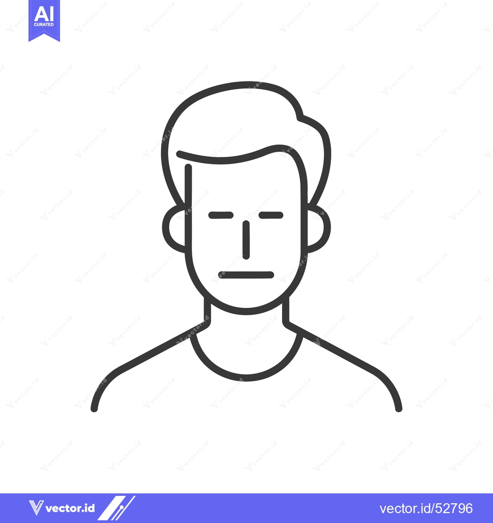 Premium Vector dari Line Art Illustration of a Man with a Serious Expression