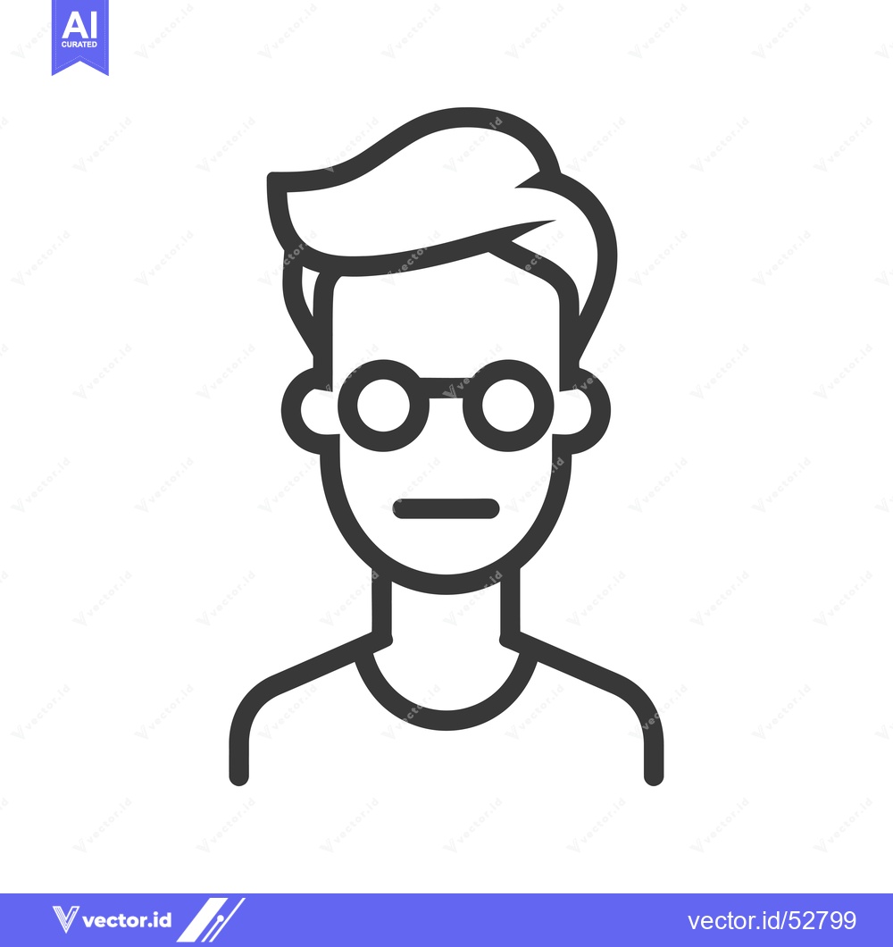 Premium Vector dari Line art illustration of a man with glasses