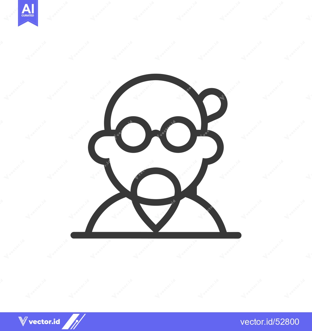 Premium Vector of Line art illustration of a man with glasses and a goatee