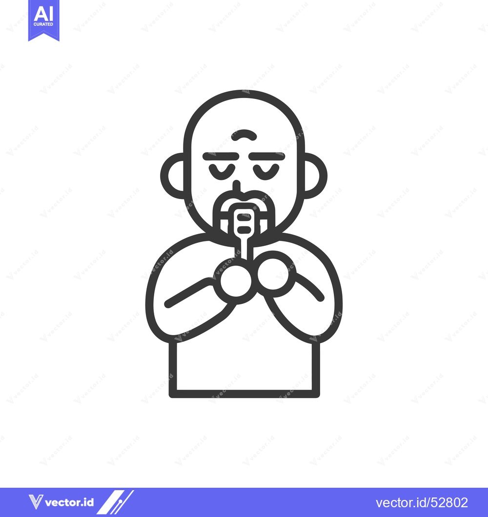Premium Vector dari Line art illustration of a man with his hands in prayer position