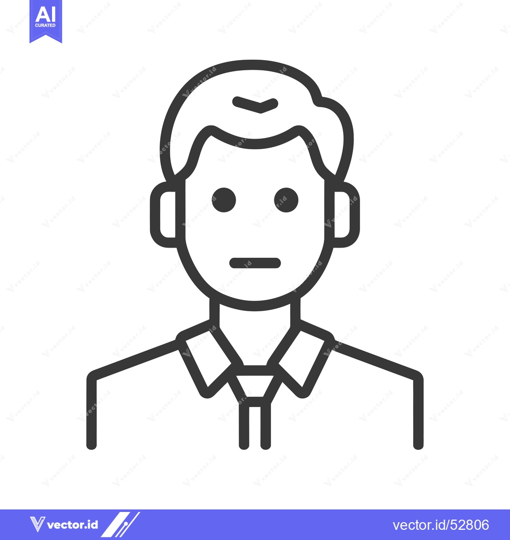 Premium Vector dari Line art illustration of a man with short hair, wearing a collared shi
