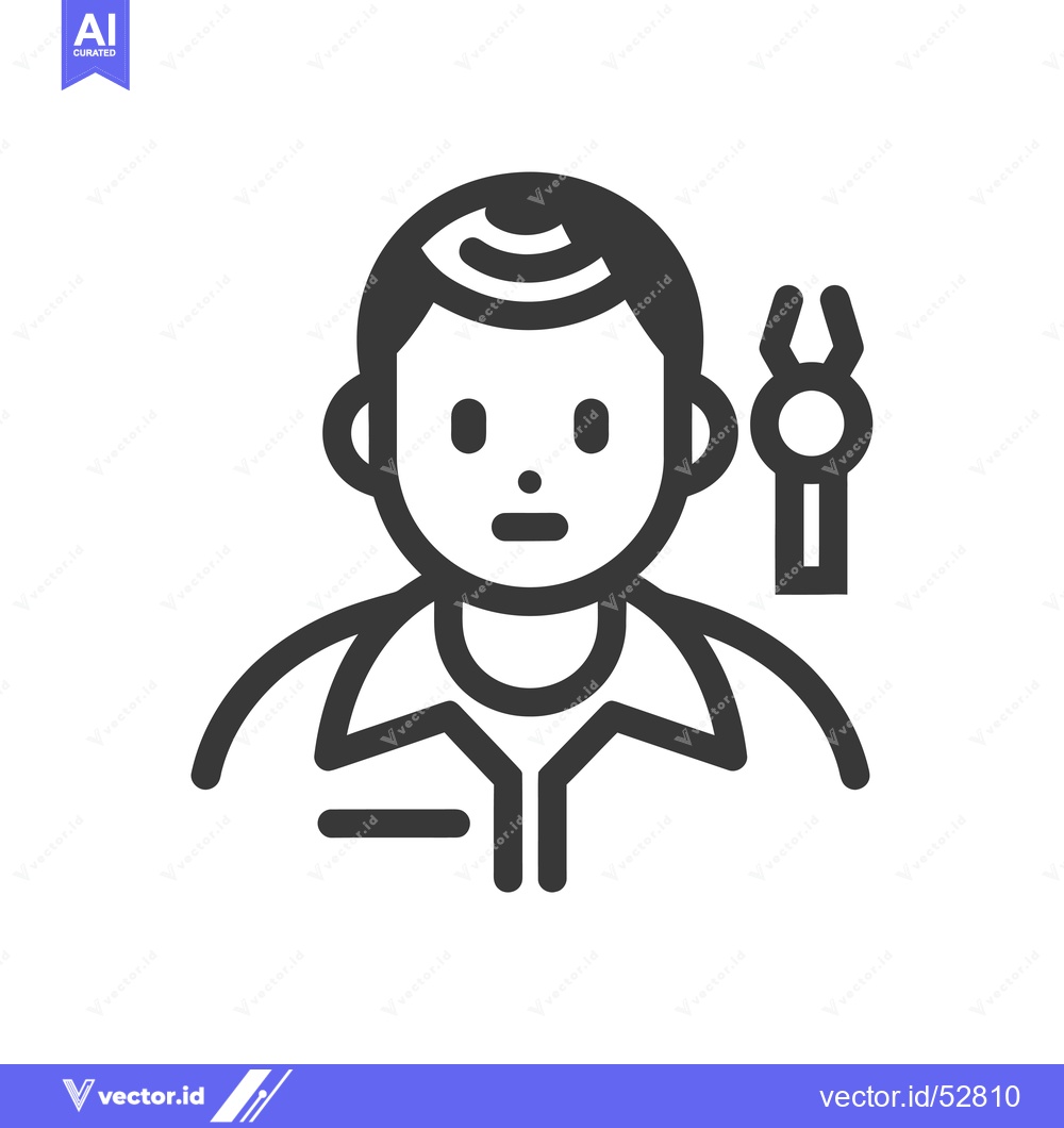 Premium Vector dari Line Art Illustration of a Man with Wrench