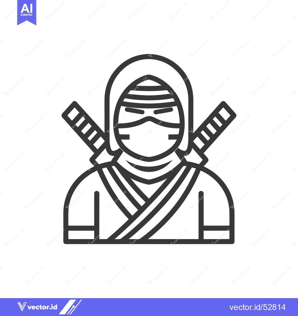 Premium Vector dari Line Art Illustration of a Masked Ninja with Swords