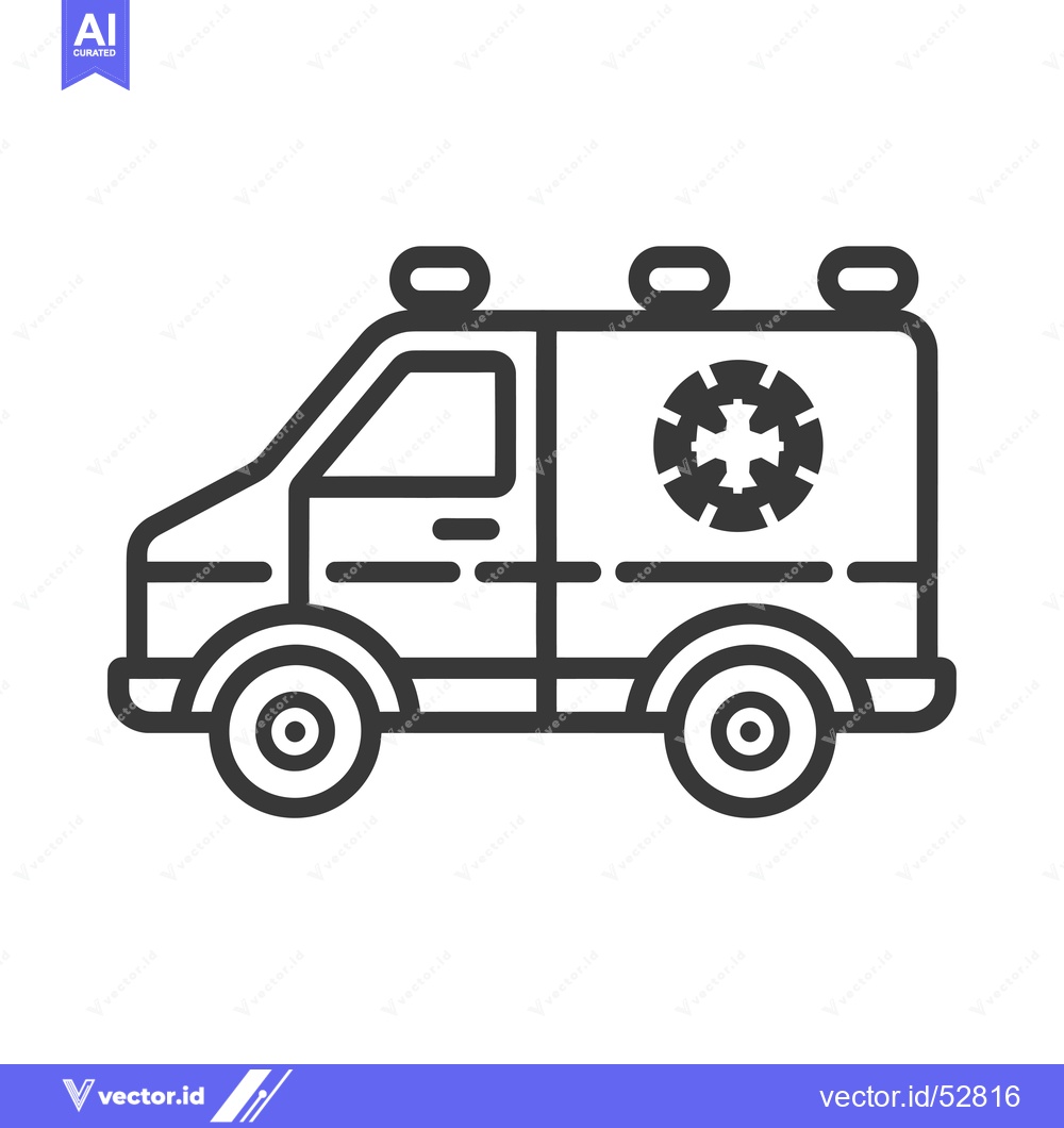 Premium Vector of Line Art Illustration of a Medical Emergency Vehicle