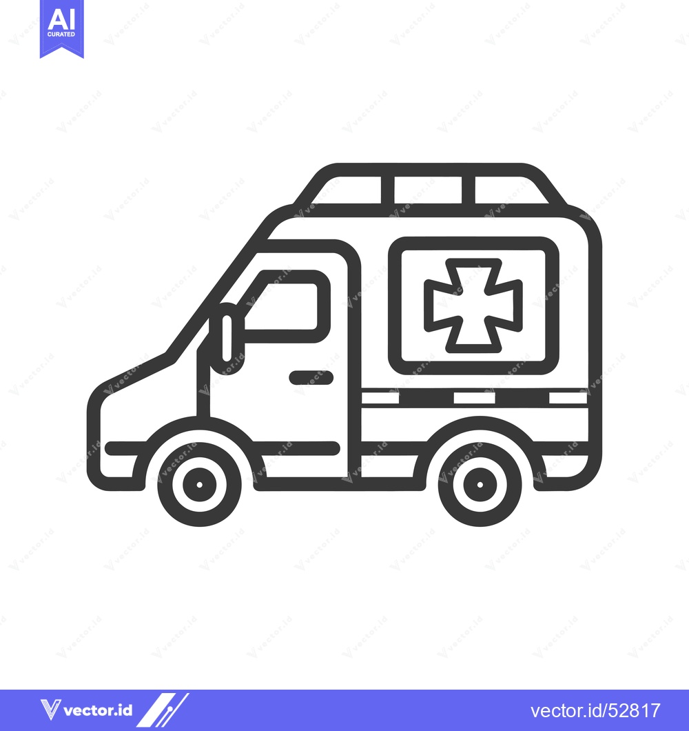 Premium Vector of Line Art Illustration of a Medical Transport Vehicle