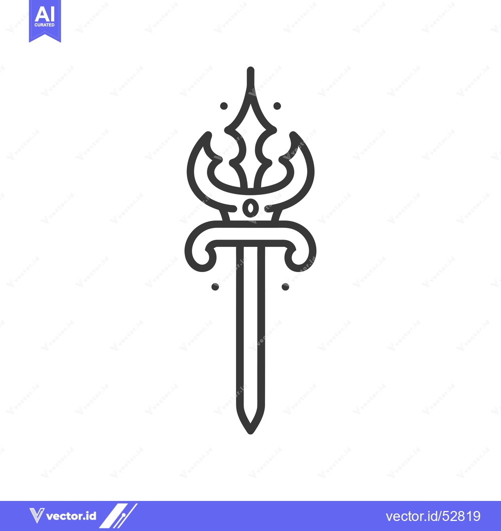 Premium Vector dari Line Art Illustration of a Medieval Dagger with Ornate Hilt