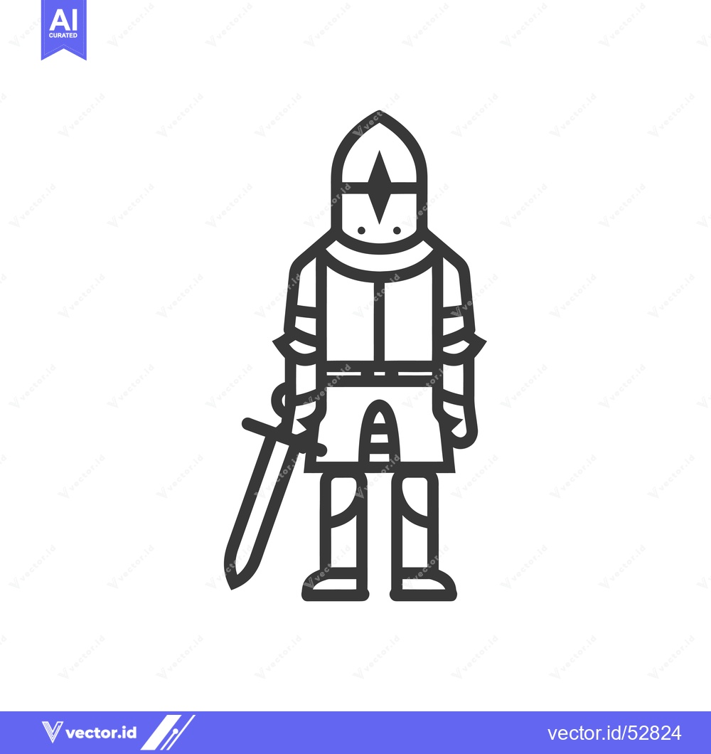 Premium Vector dari Line Art Illustration of a Medieval Knight with a Sword