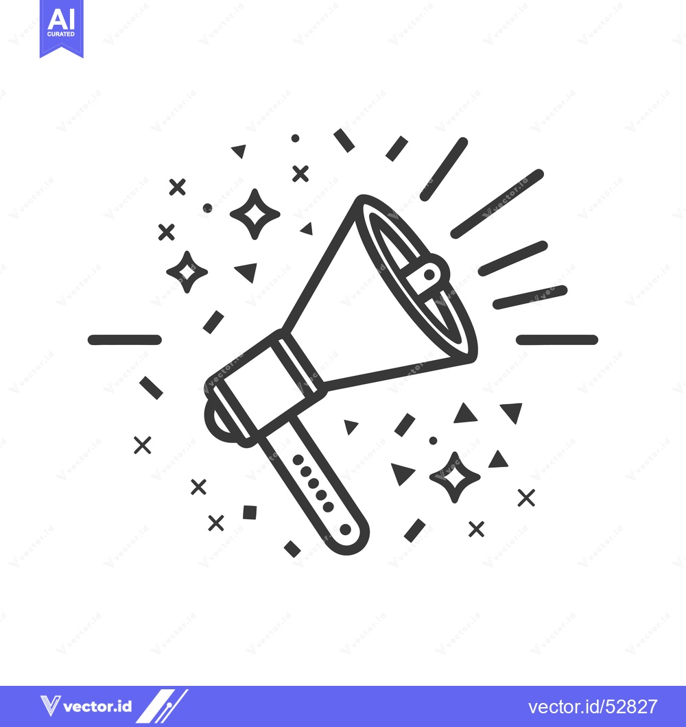 Premium Vector dari Line Art Illustration of a Megaphone with Confetti