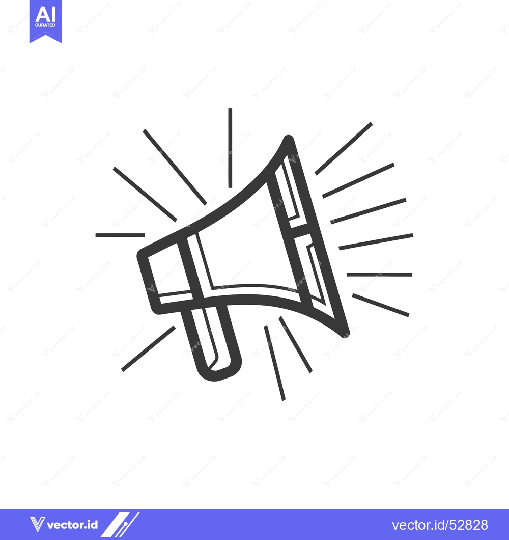 Premium Vector dari Line Art Illustration of a Megaphone with Rays of Light