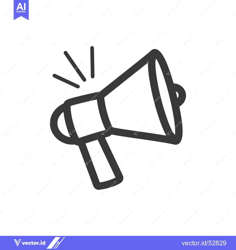 Premium Vector of Line art illustration of a megaphone with sound waves
