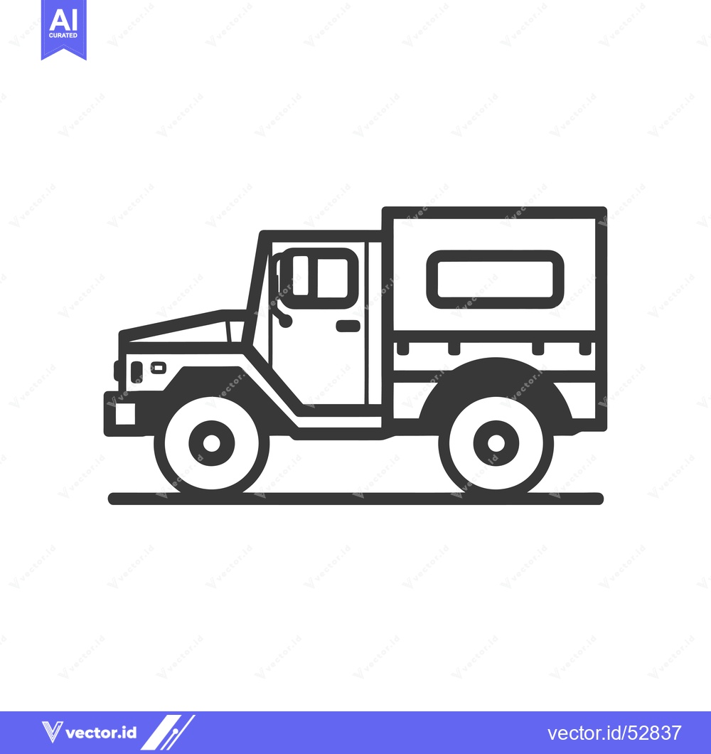 Premium Vector dari Line Art Illustration of a Military Truck