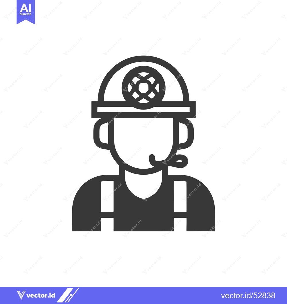 Premium Vector of Line Art Illustration of a Miner Wearing a Hard Hat