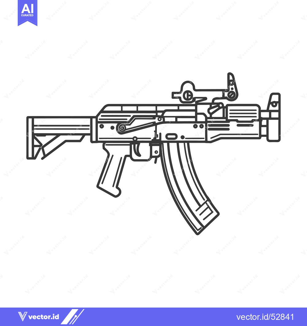 Premium Vector of Line art illustration of a modern assault rifle