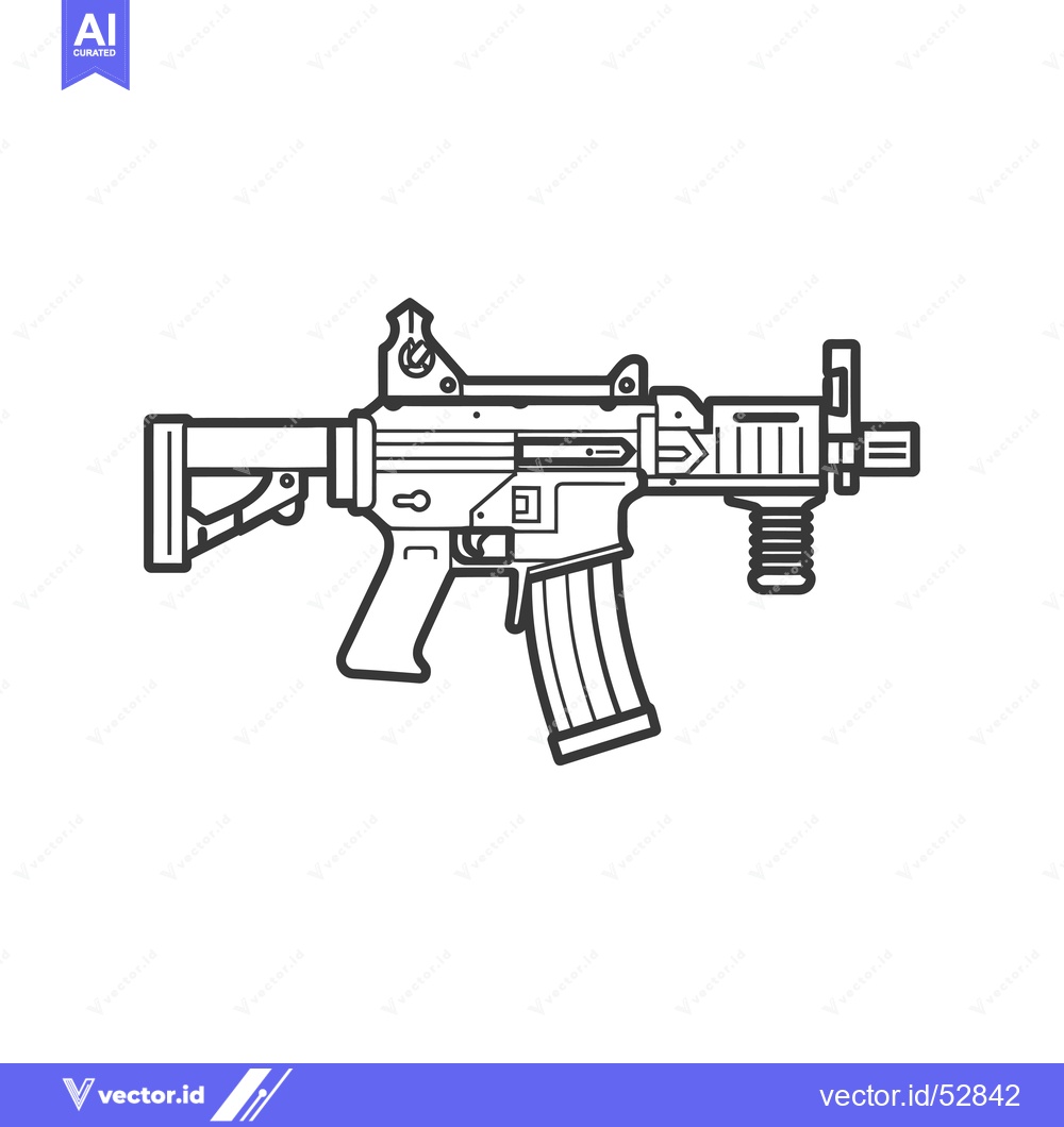 Premium Vector of Line Art Illustration of a Modern Assault Rifle