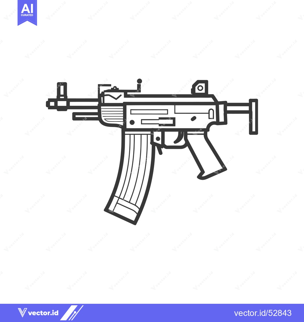 Premium Vector dari Line art illustration of a modern assault rifle
