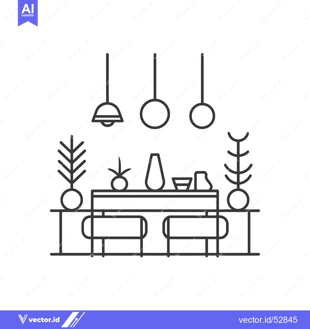 Premium Vector dari Line Art Illustration of a Modern Dining Table Setting