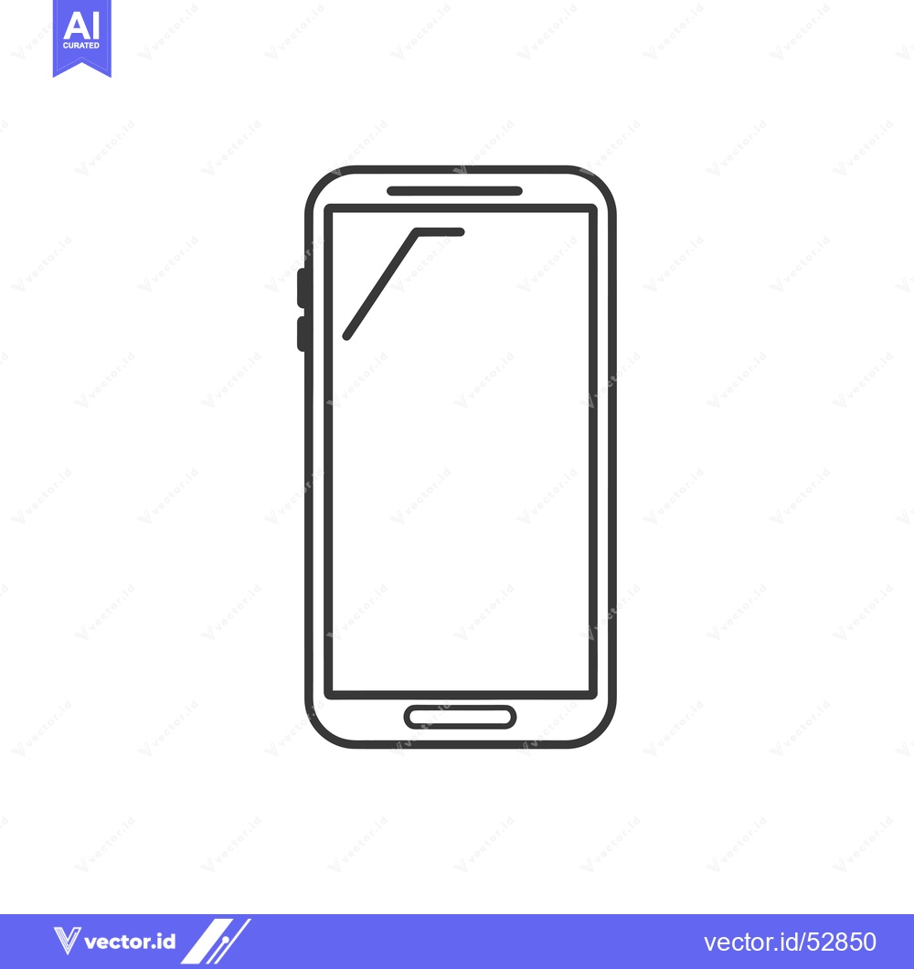 Premium Vector of Line Art Illustration of a Modern Smartphone