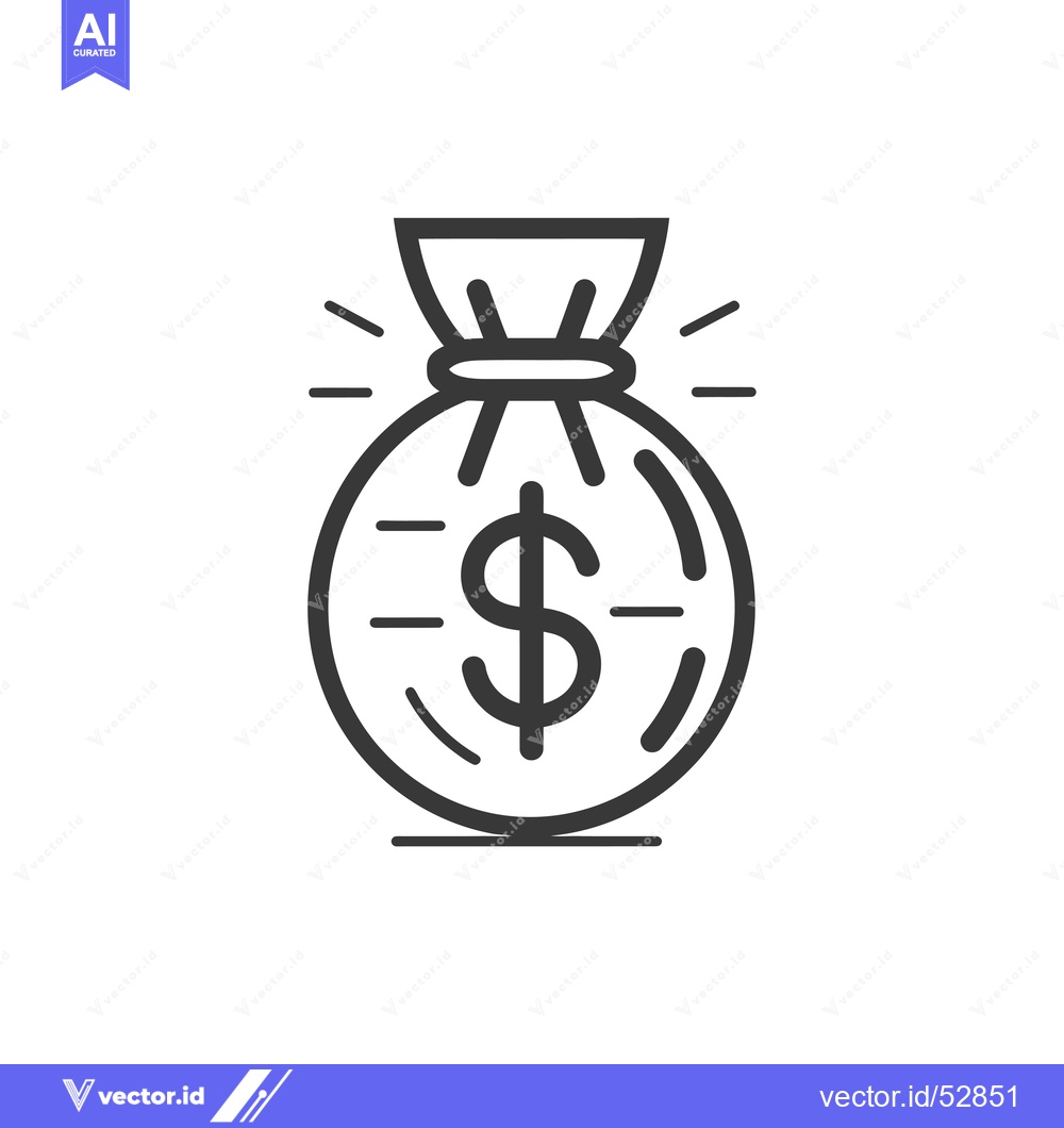 Premium Vector of Line Art Illustration of a Money Bag with a Dollar Sign