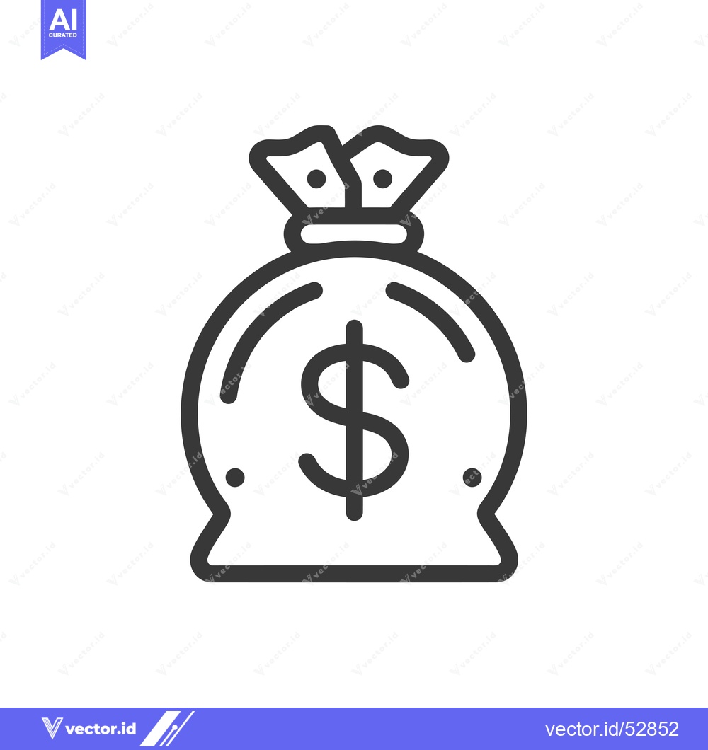 Premium Vector of Line Art Illustration of a Money Bag with a Dollar Sign