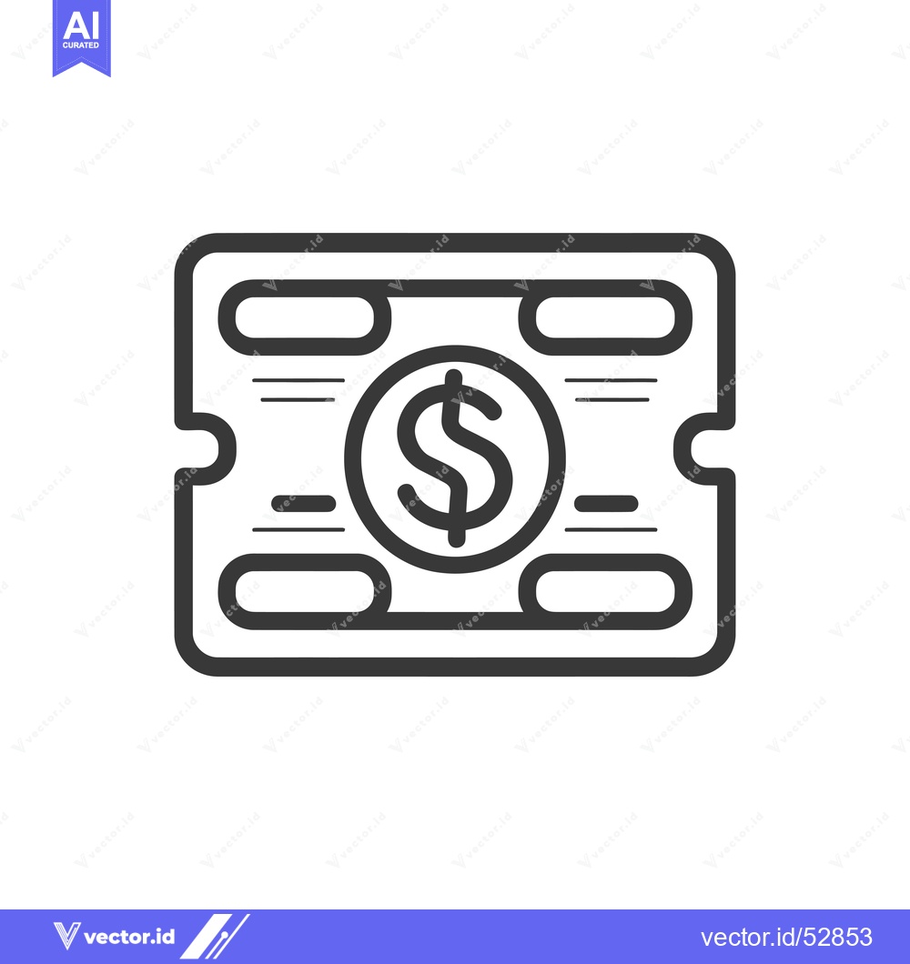 Premium Vector of Line Art Illustration of a Money Bill with a Dollar Sign