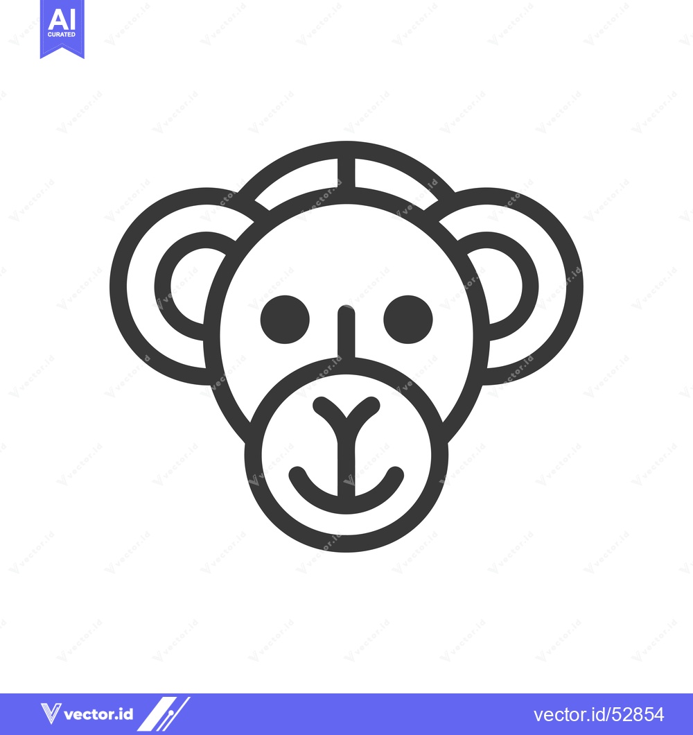 Premium Vector of Line art illustration of a monkey's face