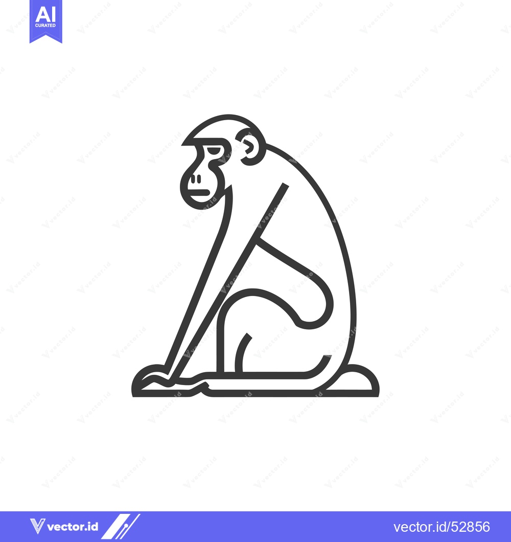 Premium Vector dari Line art illustration of a monkey sitting on its haunches