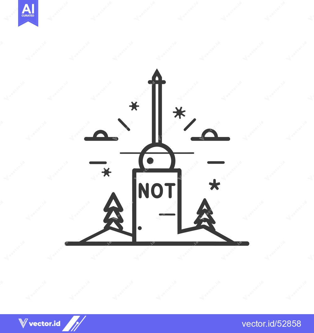 Premium Vector dari Line Art Illustration of a Monument with the Word "NOT" on It