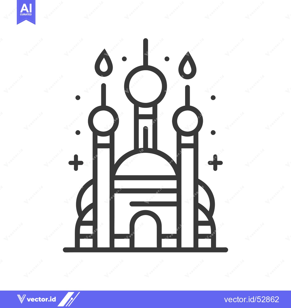Premium Vector dari Line Art Illustration of a Mosque with Three Domes
