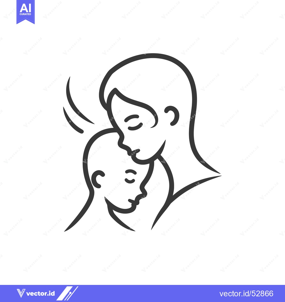 Premium Vector dari Line art illustration of a mother embracing her baby
