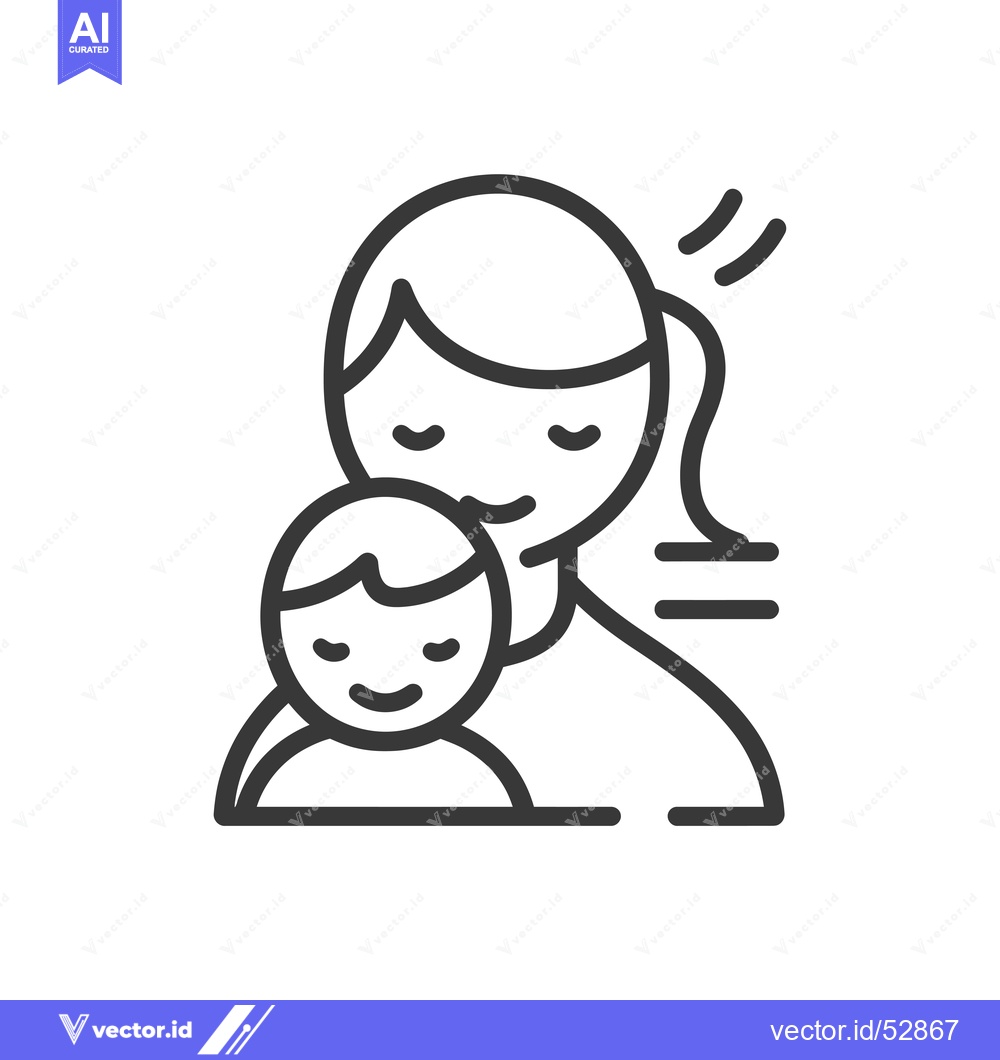 Premium Vector dari Line Art Illustration of a Mother Holding a Baby