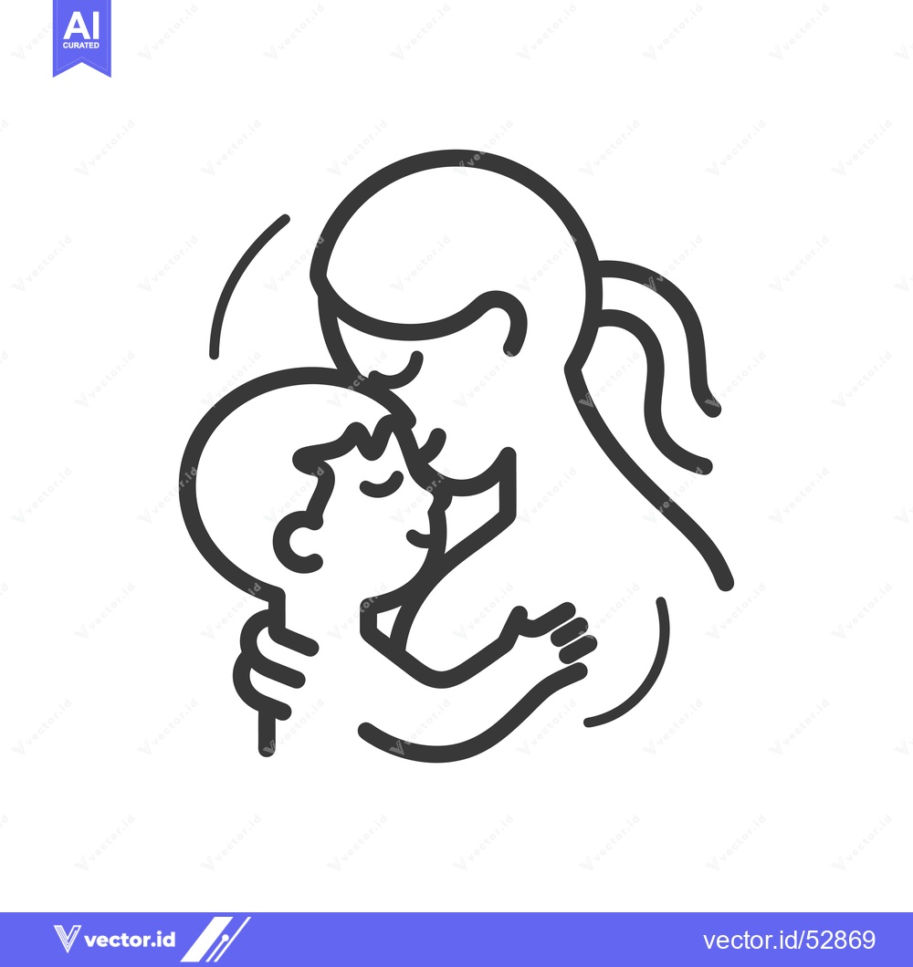 Premium Vector dari Line art illustration of a mother kissing her child