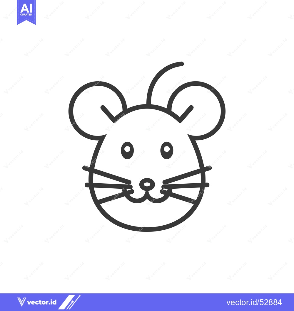 Premium Vector of Line art illustration of a mouse face