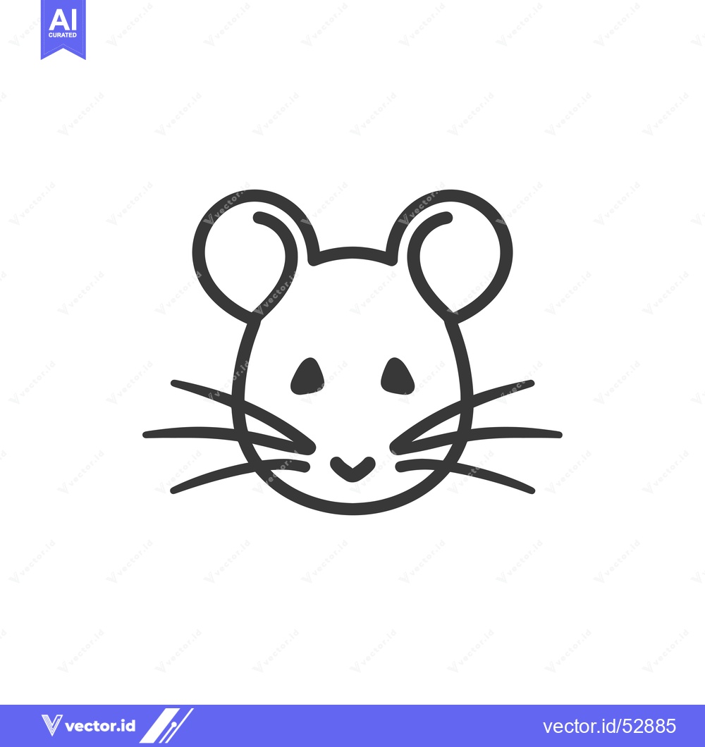 Premium Vector dari Line art illustration of a mouse face