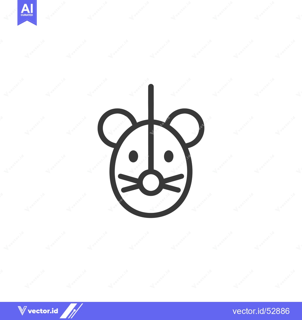 Premium Vector dari Line Art Illustration of a Mouse Face with a Tail