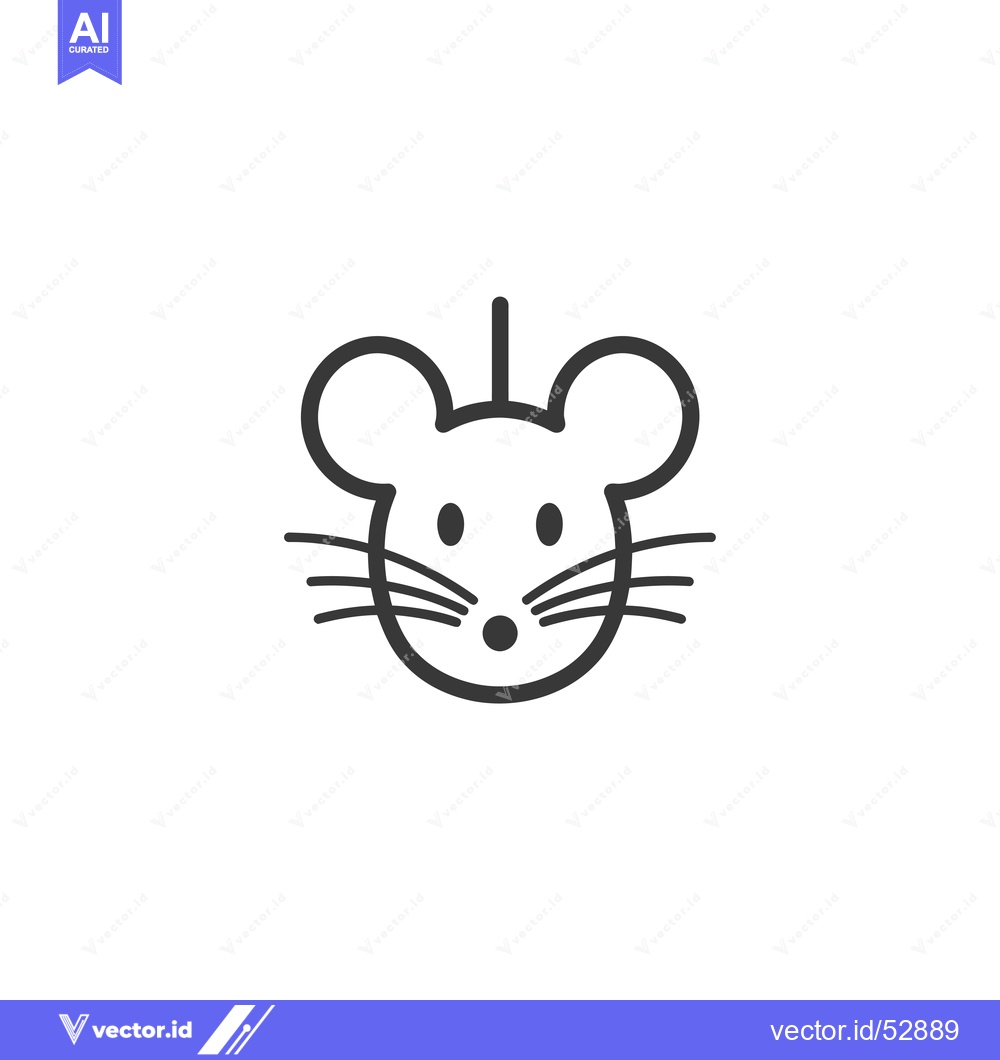 Premium Vector dari Line Art Illustration of a Mouse Face with Whiskers