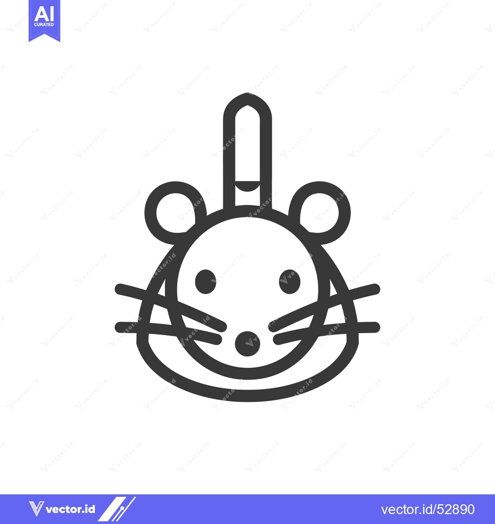 Premium Vector dari Line Art Illustration of a Mouse Head with a Pointed Hat