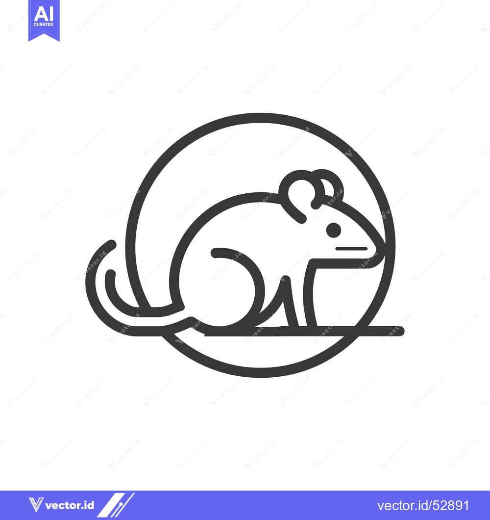 Premium Vector dari Line Art Illustration of a Mouse in a Circle