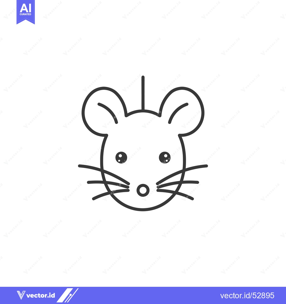 Premium Vector of Line Art Illustration of a Mouse's Face