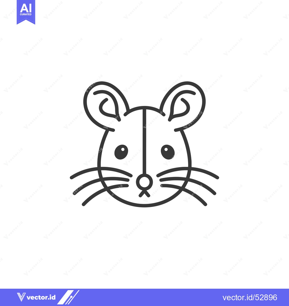 Premium Vector dari Line Art Illustration of a Mouse's Face