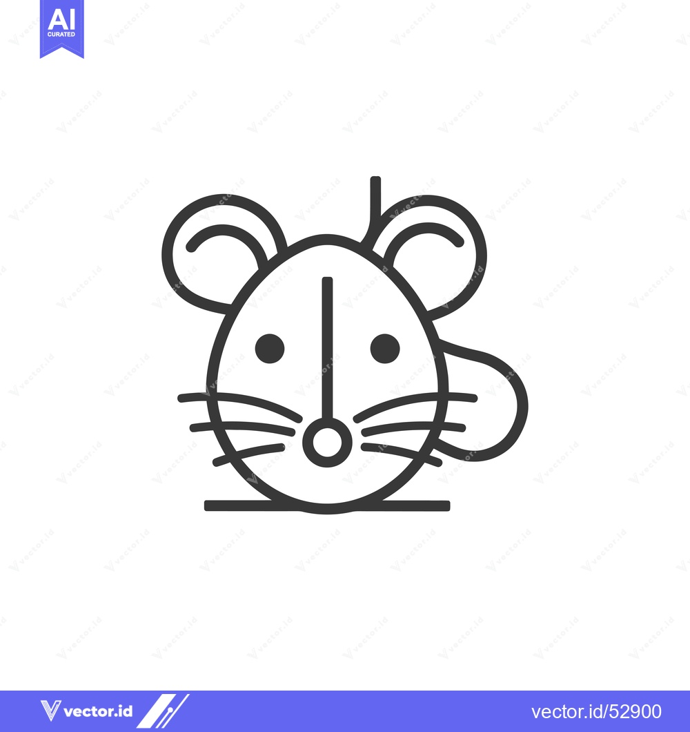 Premium Vector of Line Art Illustration of a Mouse's Face