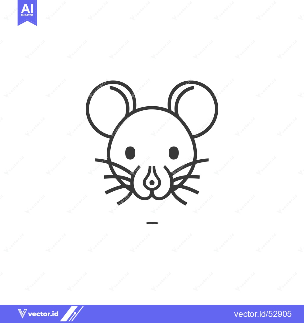 Premium Vector dari Line Art Illustration of a Mouse's Face