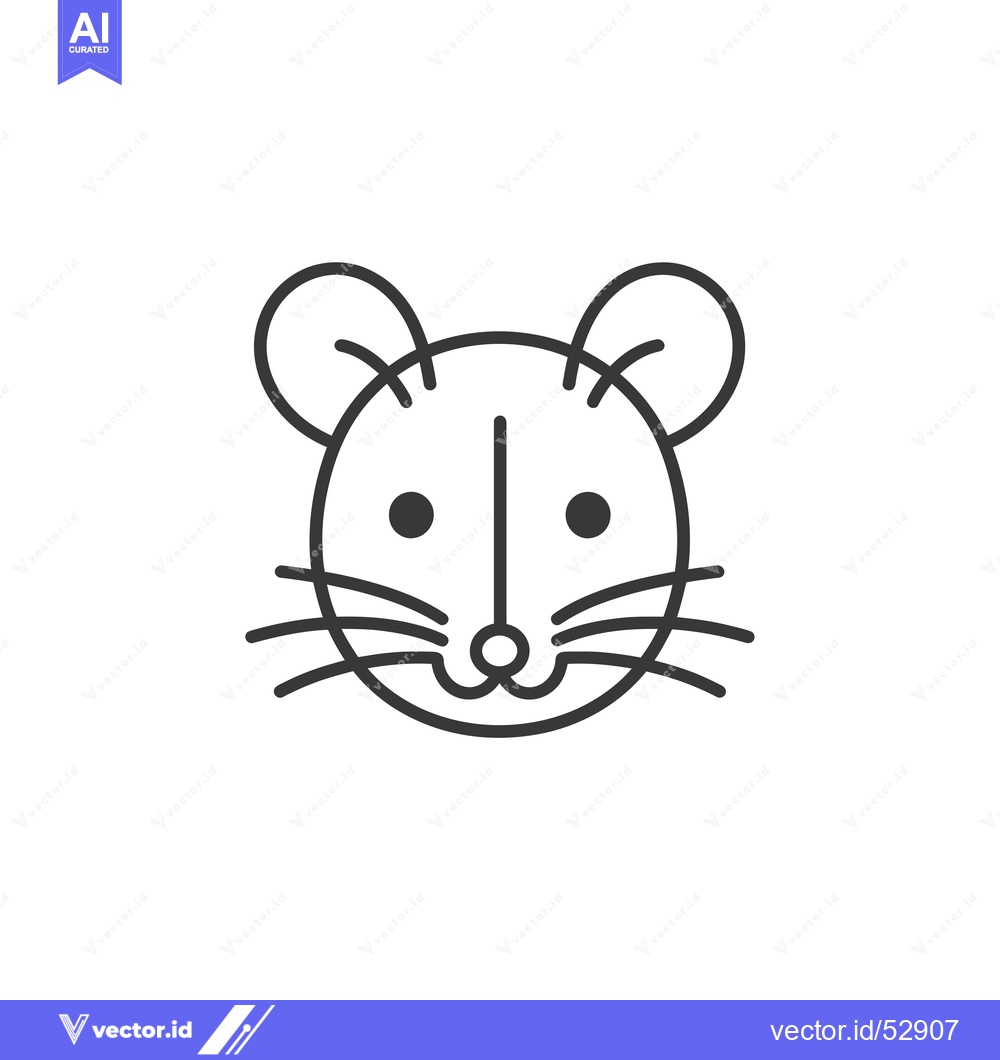Premium Vector of Line Art Illustration of a Mouse's Face