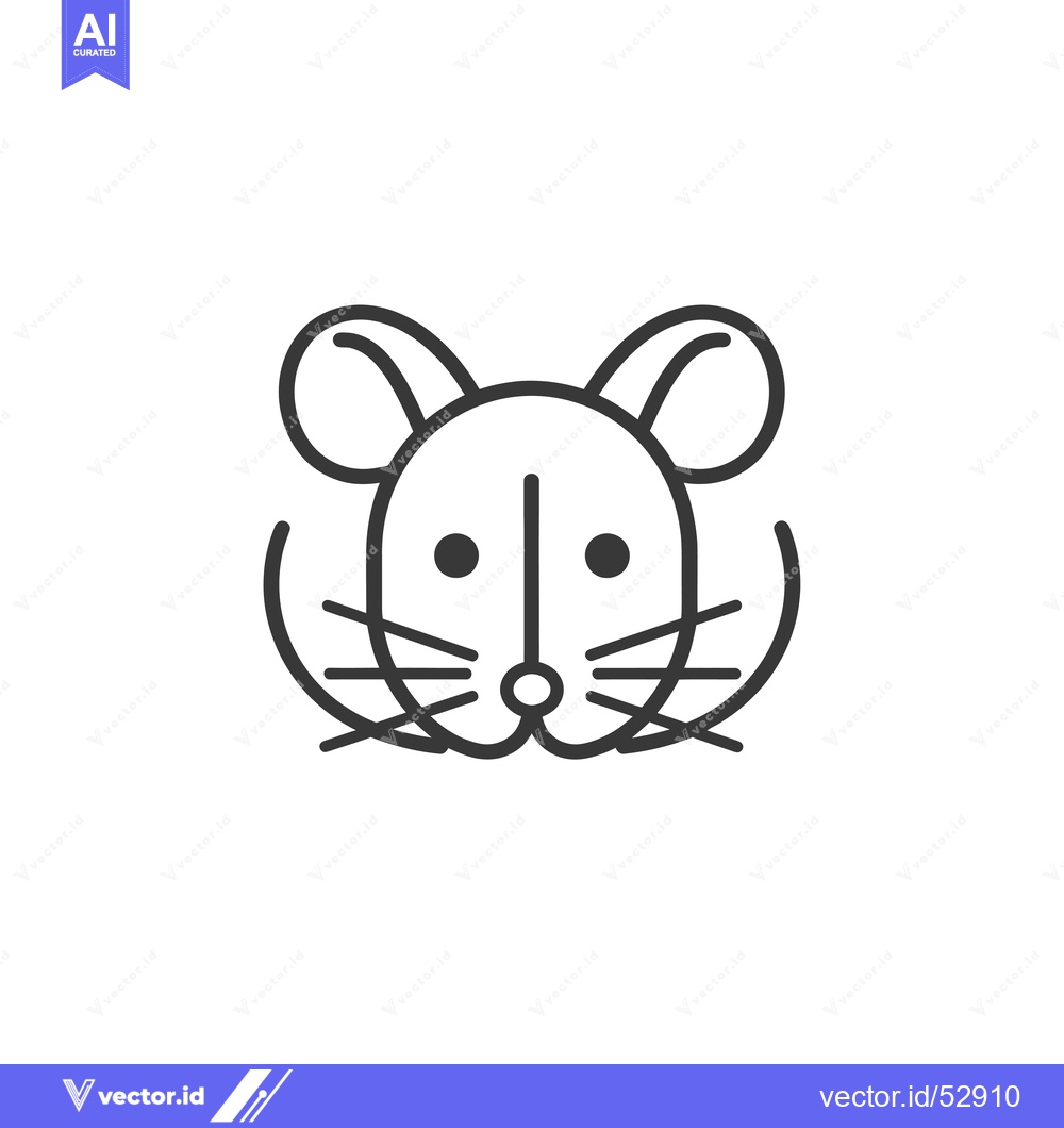 Premium Vector of Line Art Illustration of a Mouse's Face