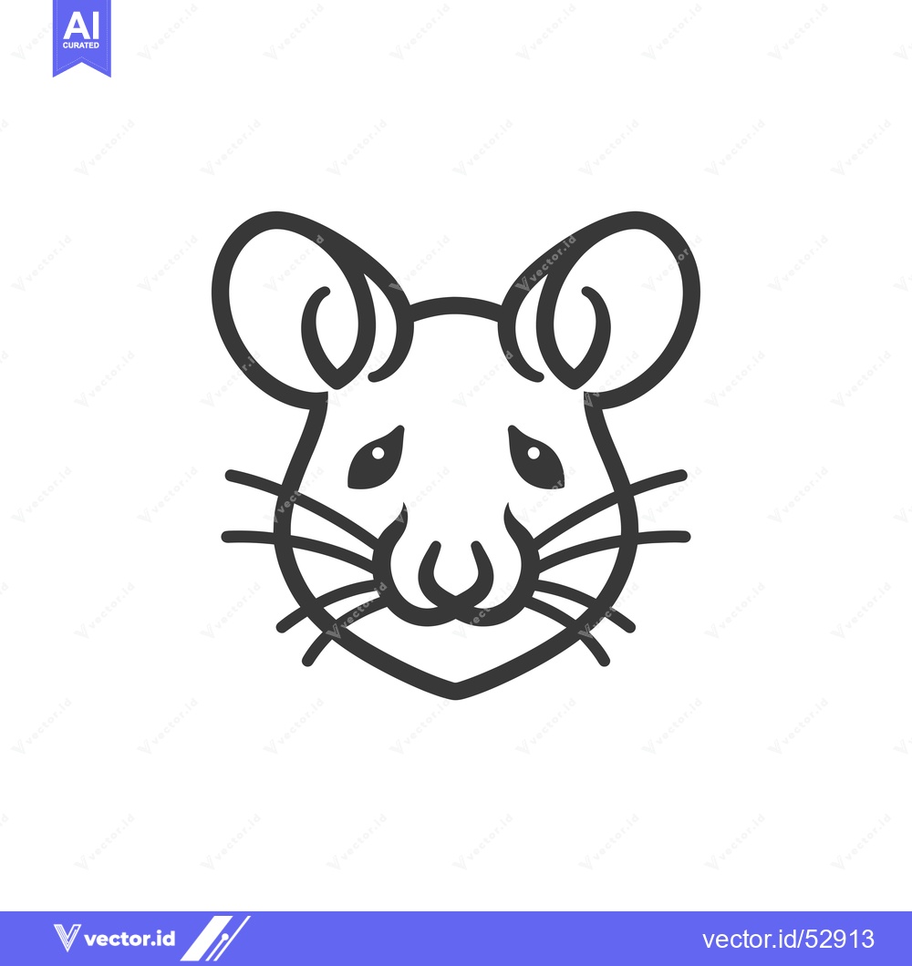 Premium Vector dari Line Art Illustration of a Mouse's Face