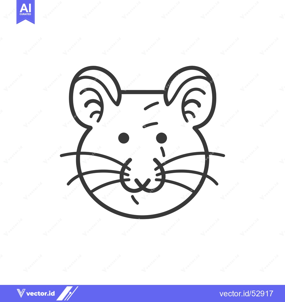 Premium Vector dari Line Art Illustration of a Mouse's Face