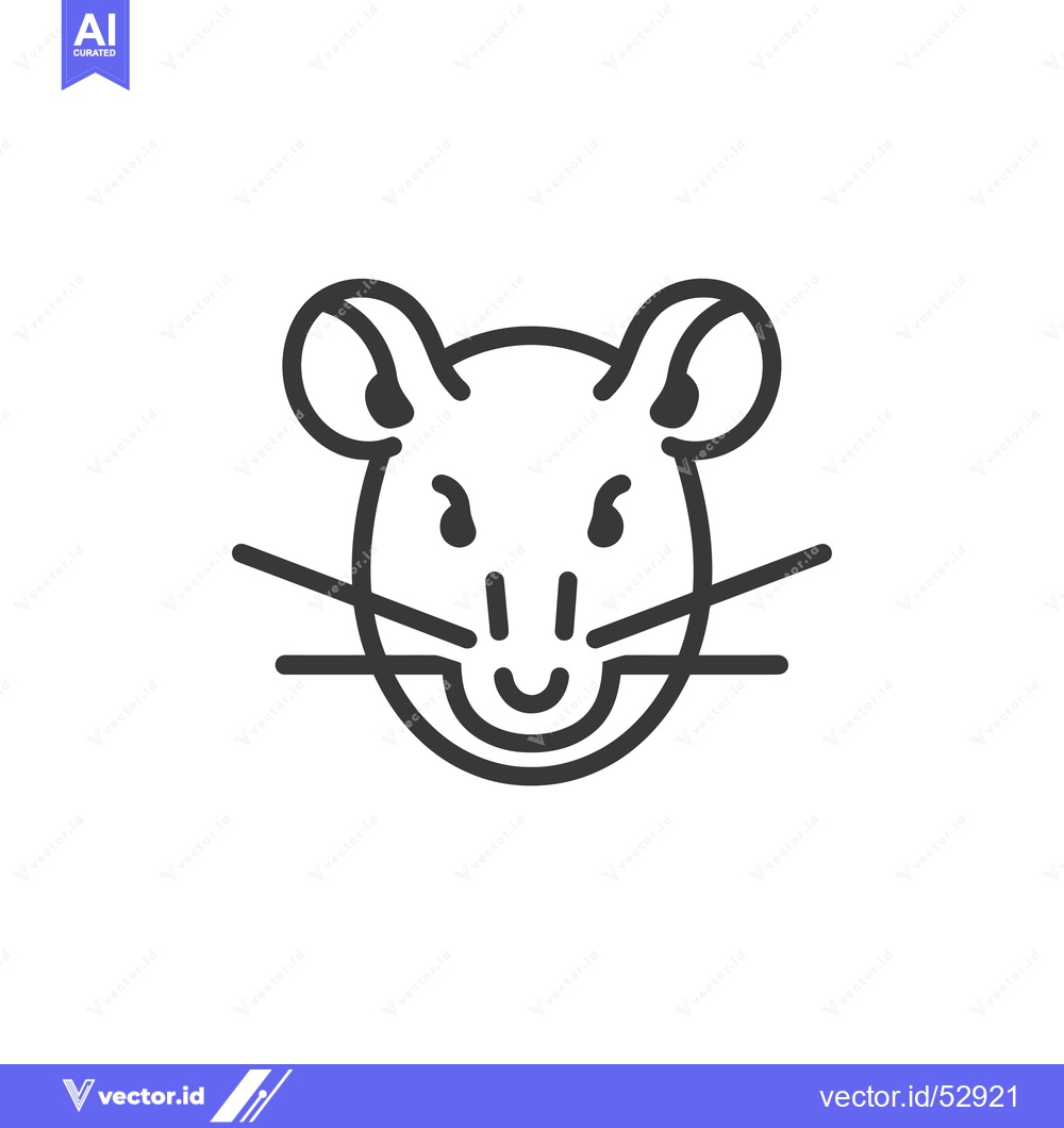 Premium Vector of Line Art Illustration of a Mouse's Face