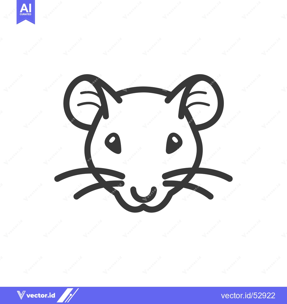 Premium Vector of Line Art Illustration of a Mouse's Face