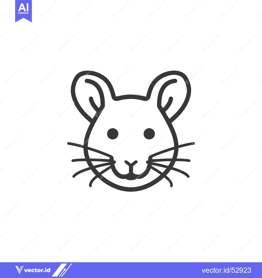 Premium Vector of Line Art Illustration of a Mouse's Face